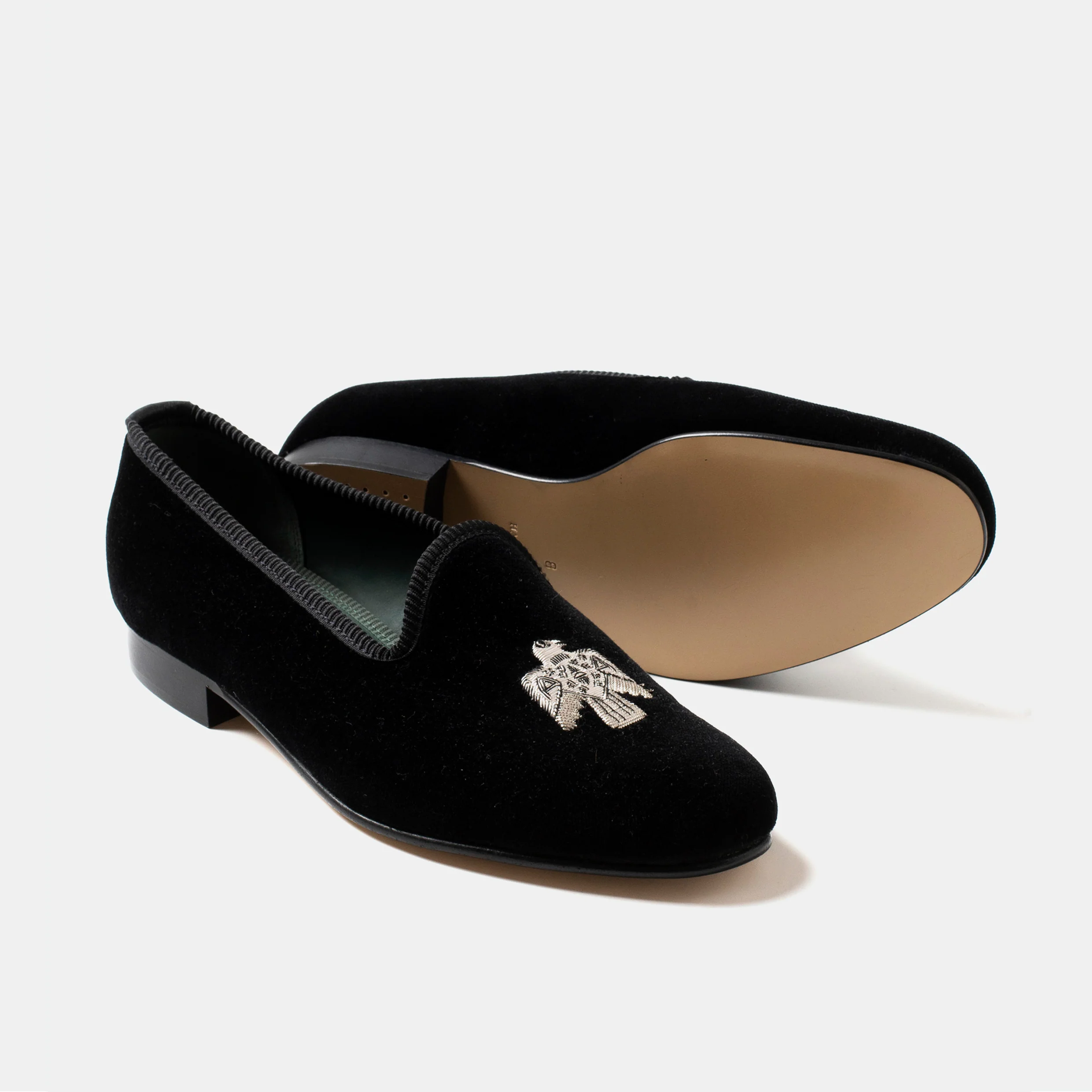 Bryceland's x Bowhill & Elliott Velvet Slippers Black - Image 2