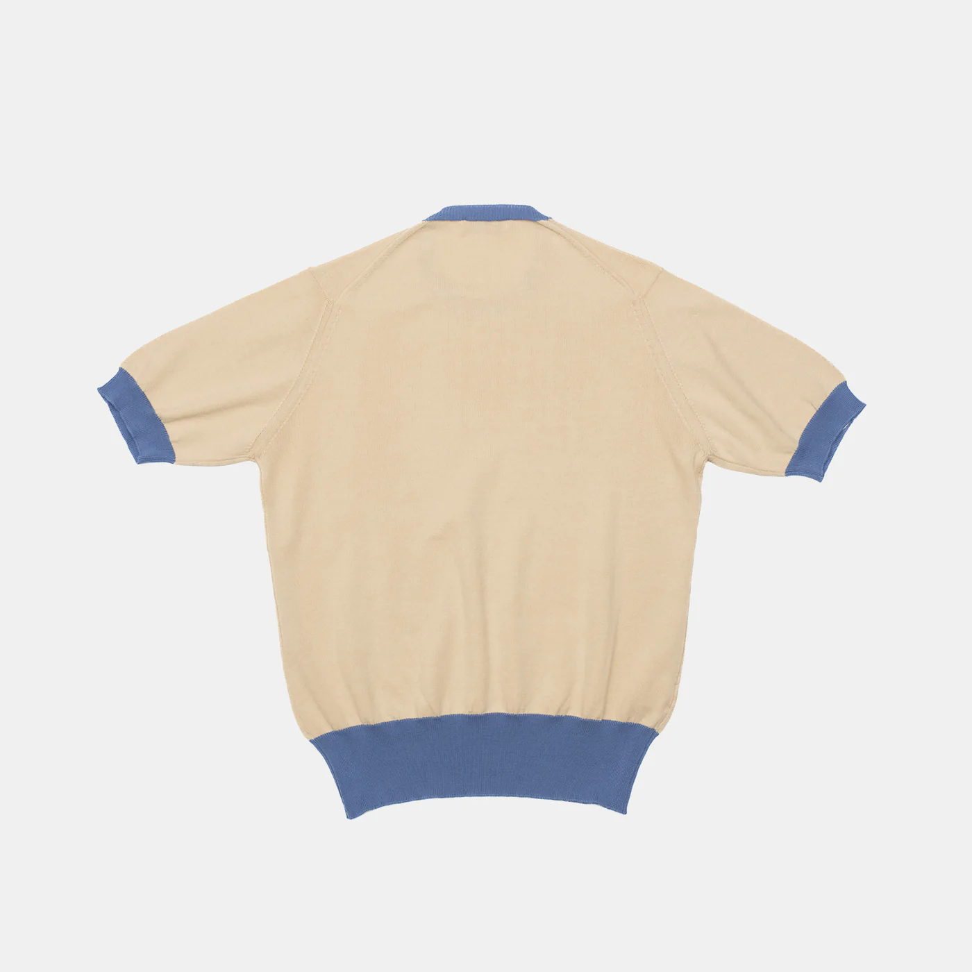 Cotton Short Sleeve ‘Skipper’ Tee Cream/Blue - Image 3