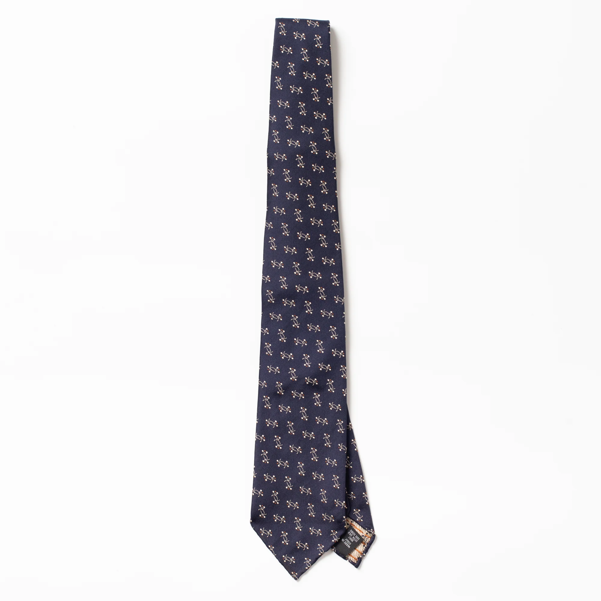 Silk Tie Navy Embroidered