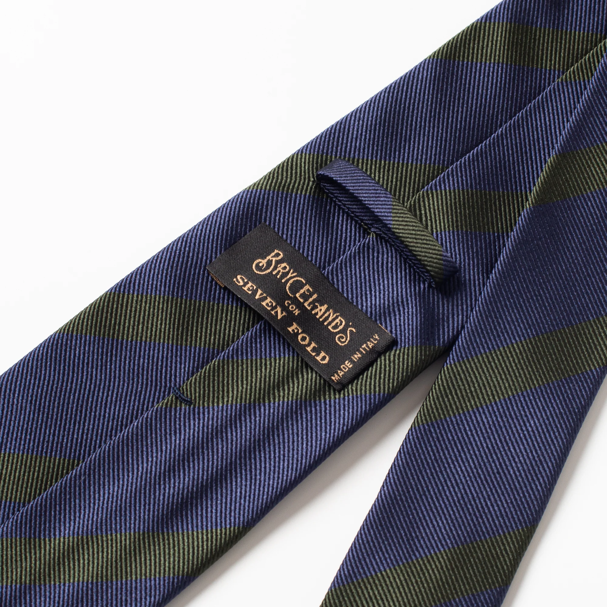 Silk Tie Navy/Green Stripe - Image 2