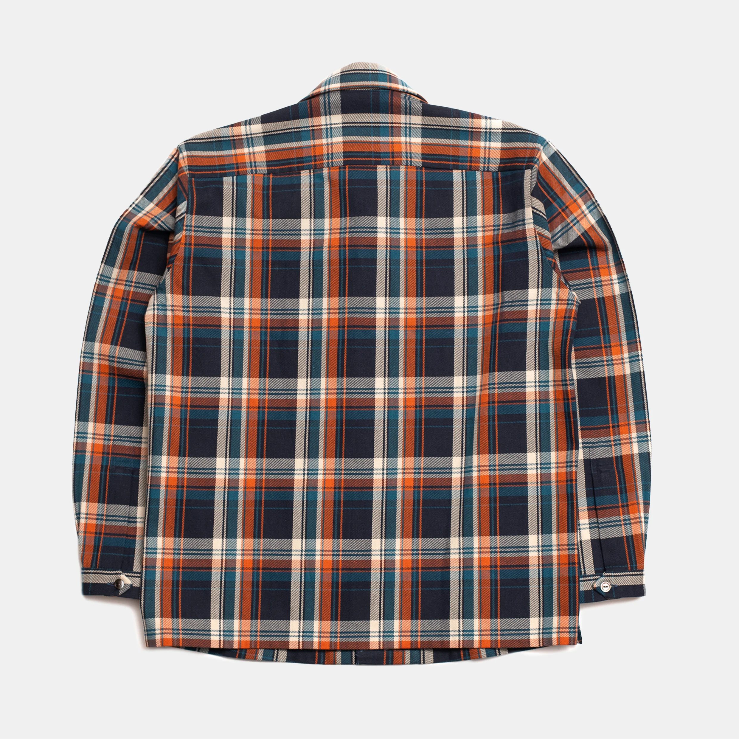 Cotton Sports Shirt Blue / Orange Plaid - Image 3