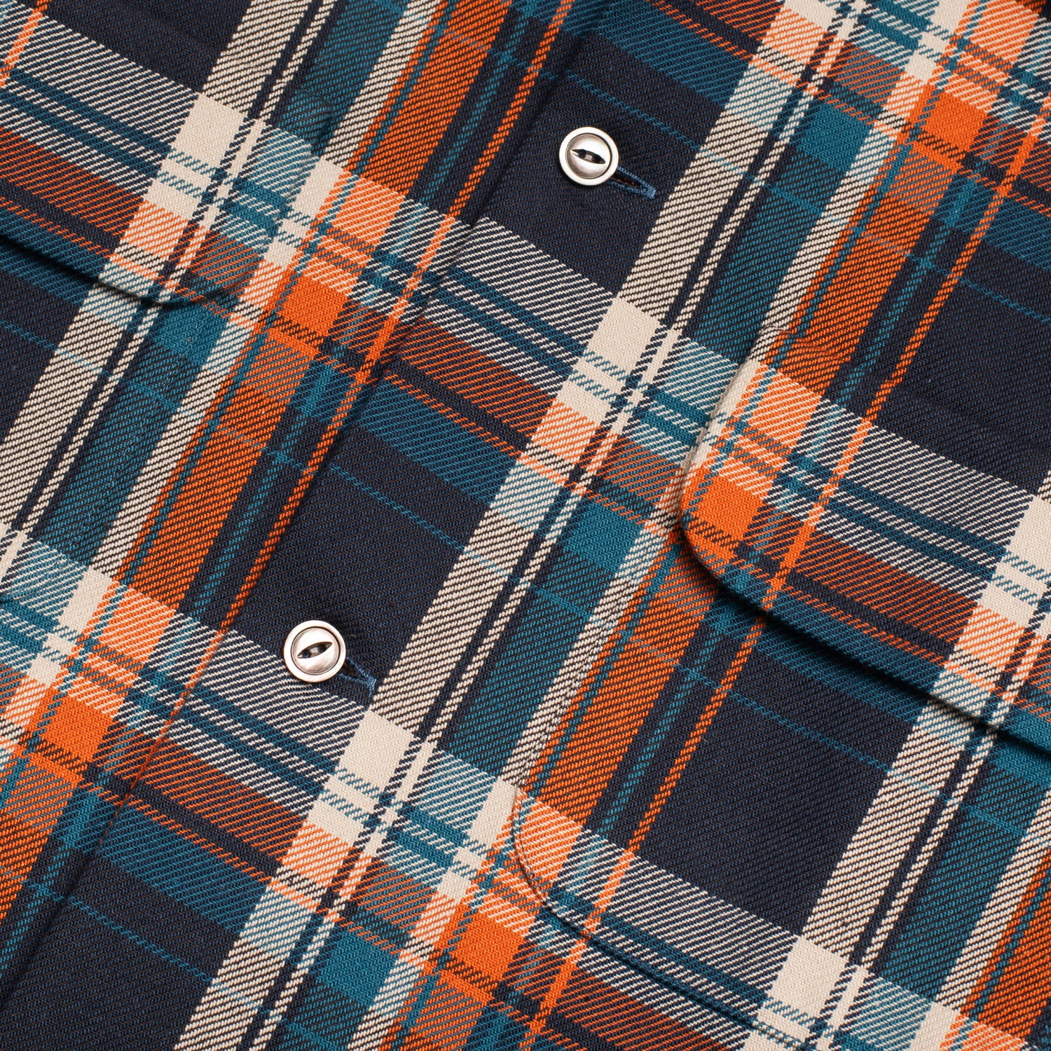 Cotton Sports Shirt Blue / Orange Plaid - Image 5