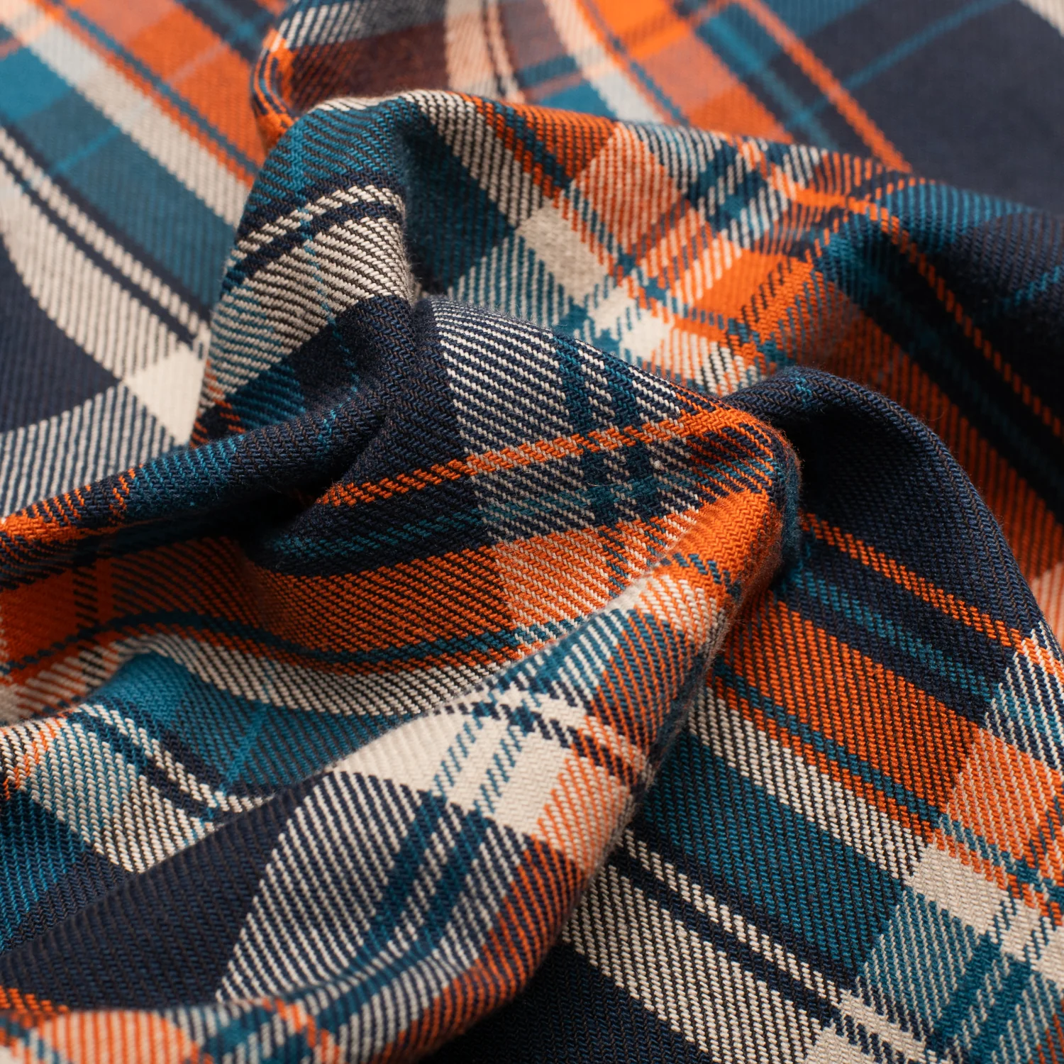 Cotton Sports Shirt Blue / Orange Plaid - Image 6