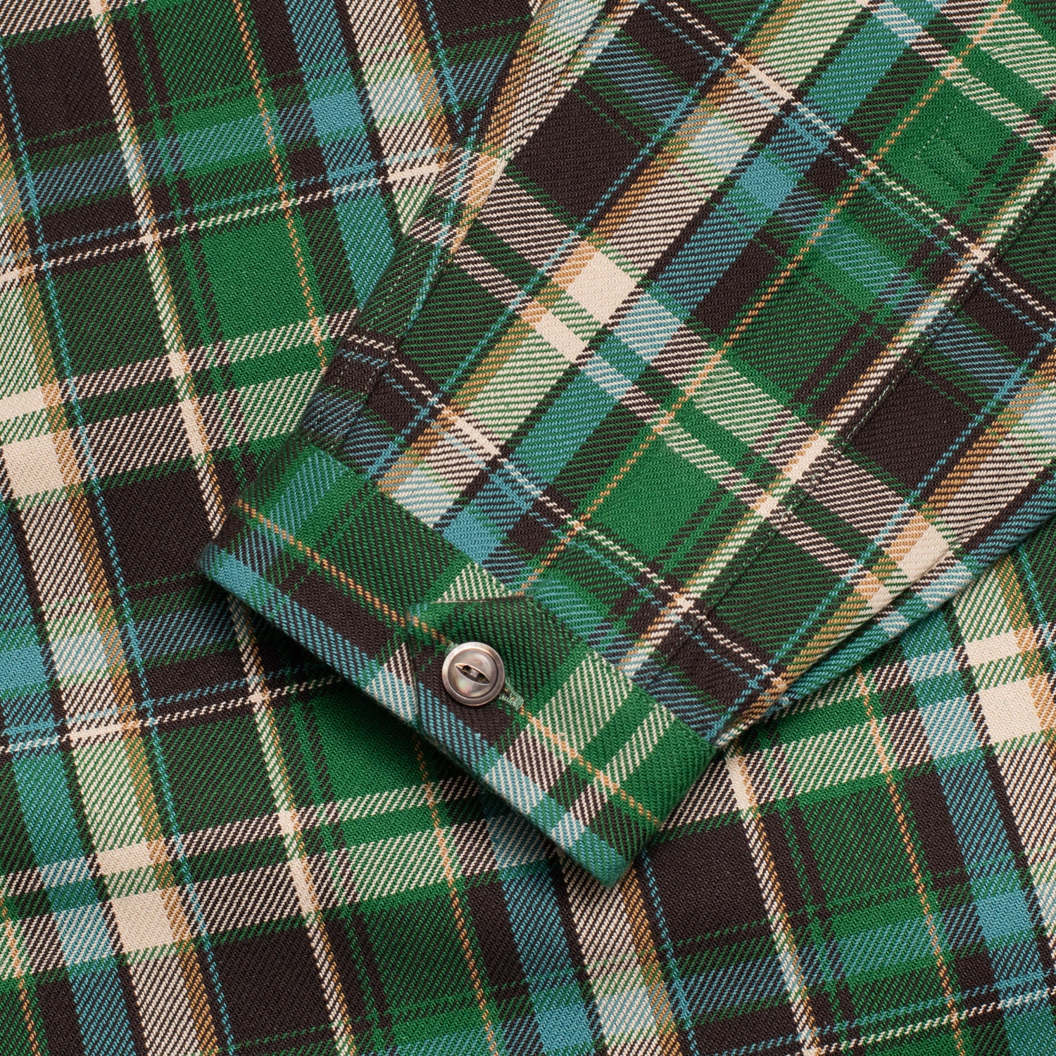 Cotton Sports Shirt Blue / Green Plaid - Image 4