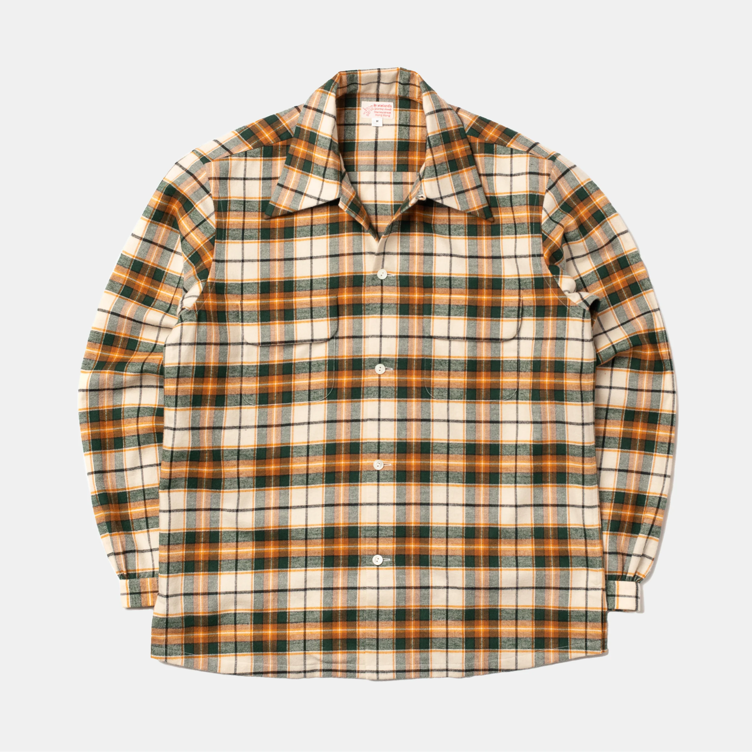Brushed Cotton Sports Shirt Yellow Plaid
