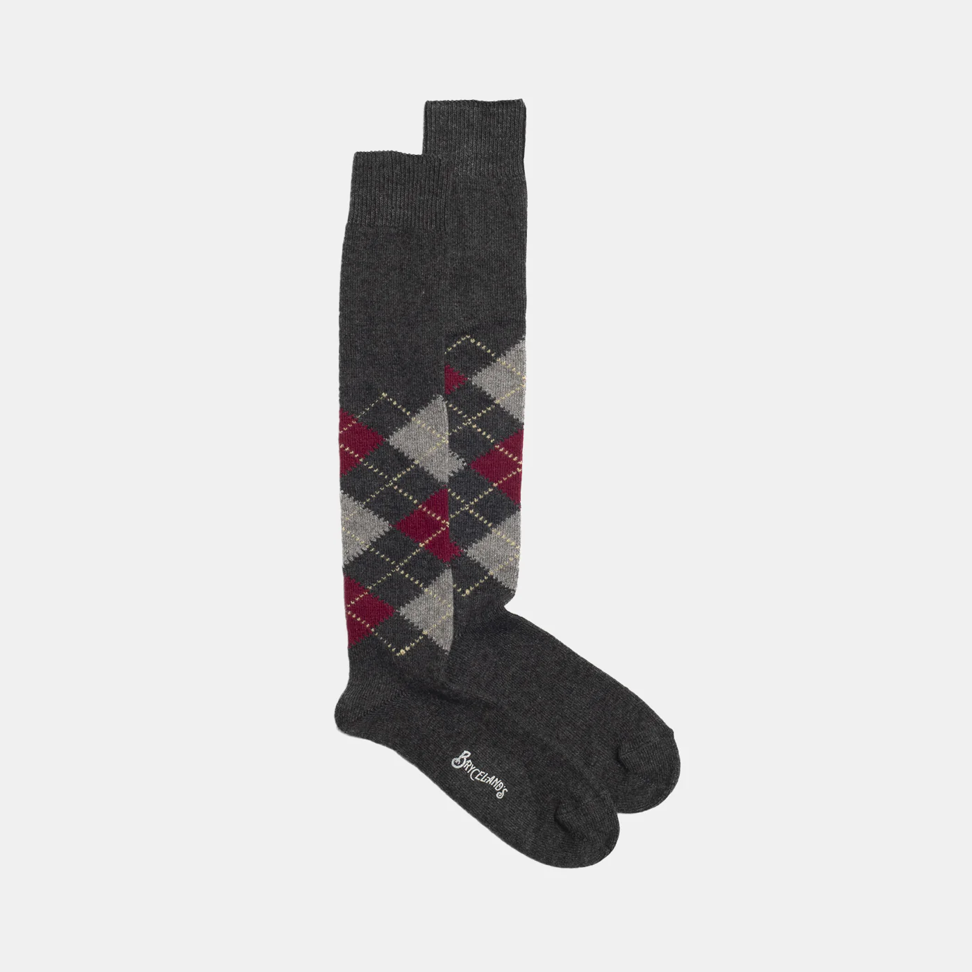 Cashmere Socks Grey Argyle