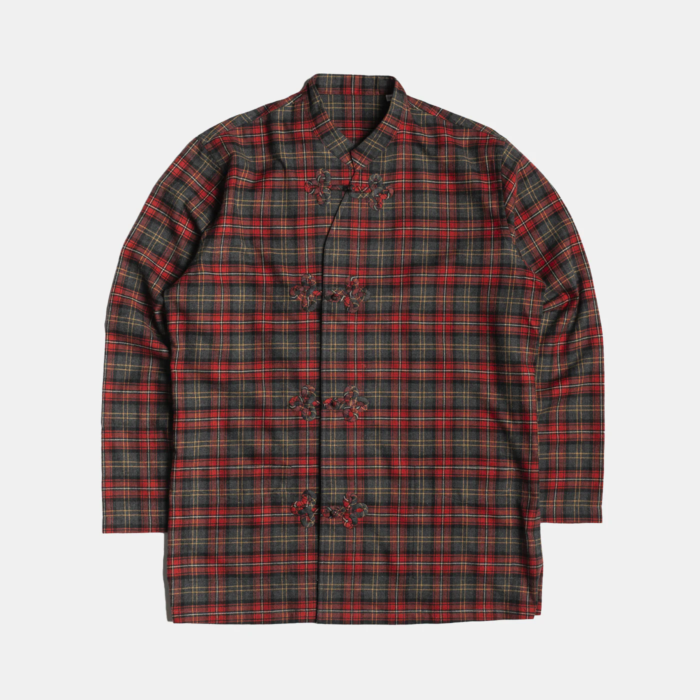 Frogged Button Shirt Red Plaid