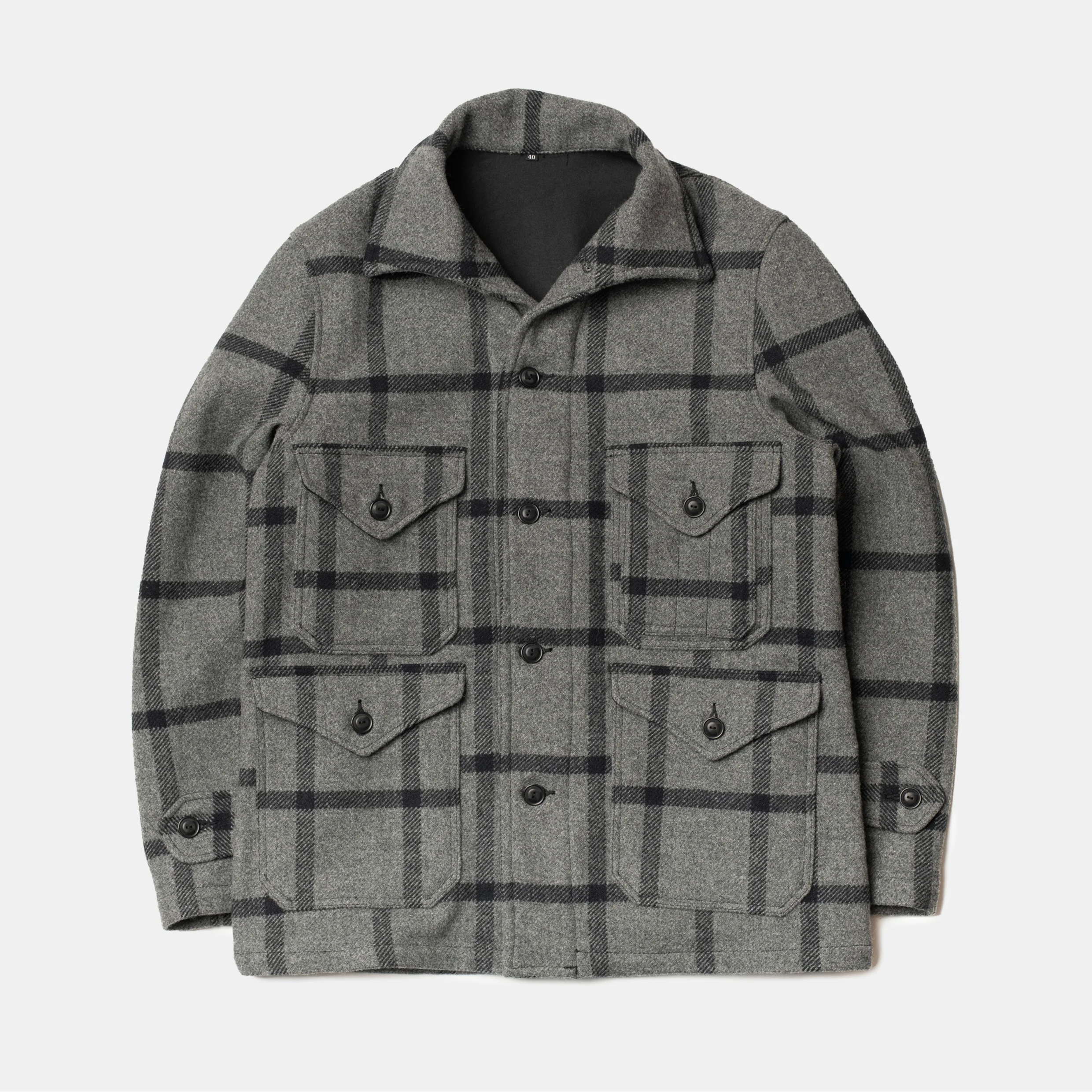 Hunting Jacket Black/Grey Plaid Wool