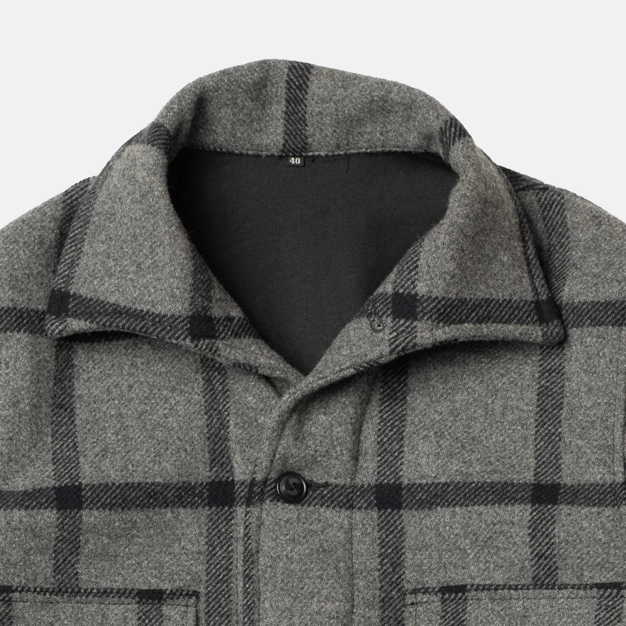 Hunting Jacket Black/Grey Plaid Wool - Image 5