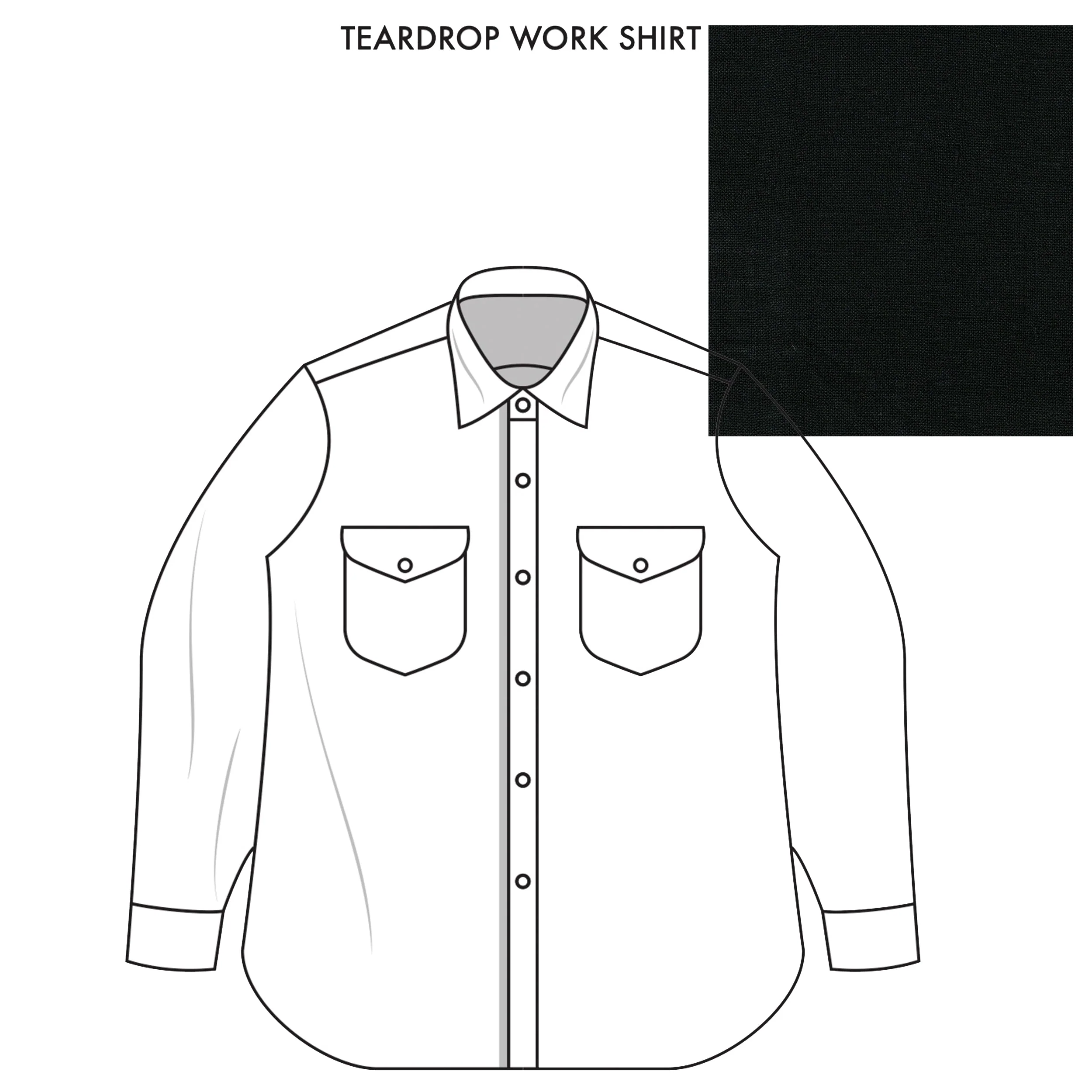 Teardrop Work Shirt Made-to-Order Black Linen