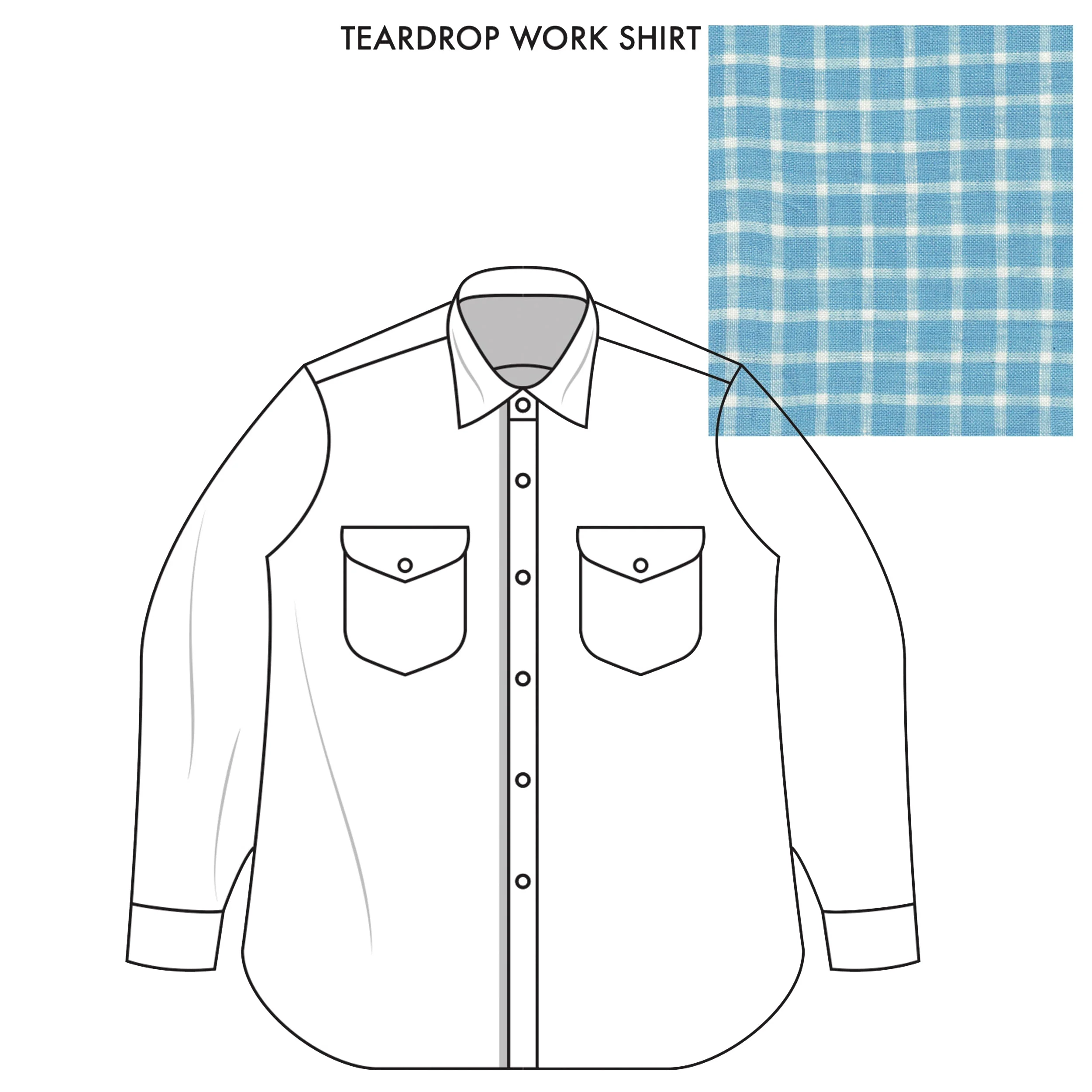 Teardrop Work Shirt Made-to-Order Blue check