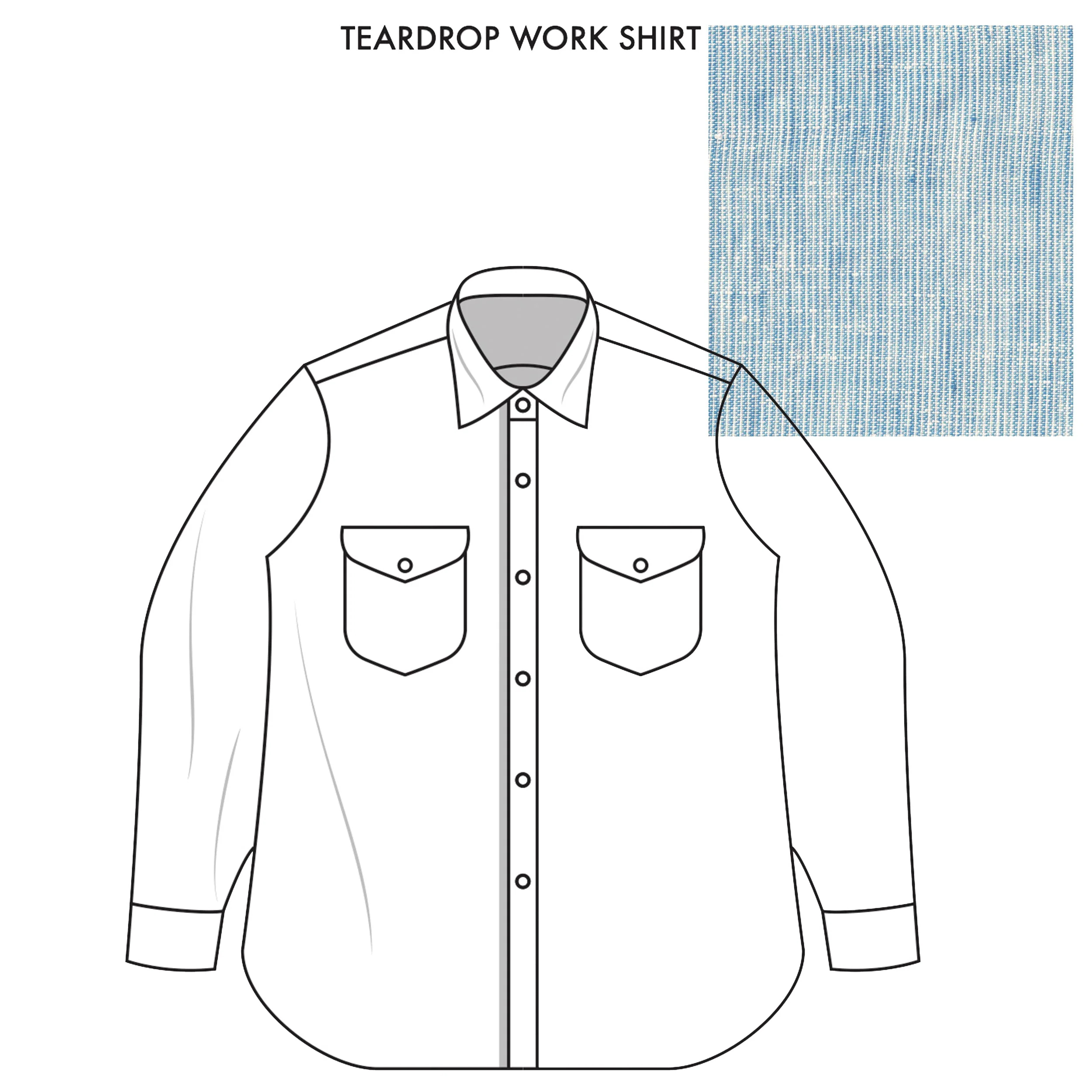 Teardrop Work Shirt Made-to-Order Blue hairline stripes