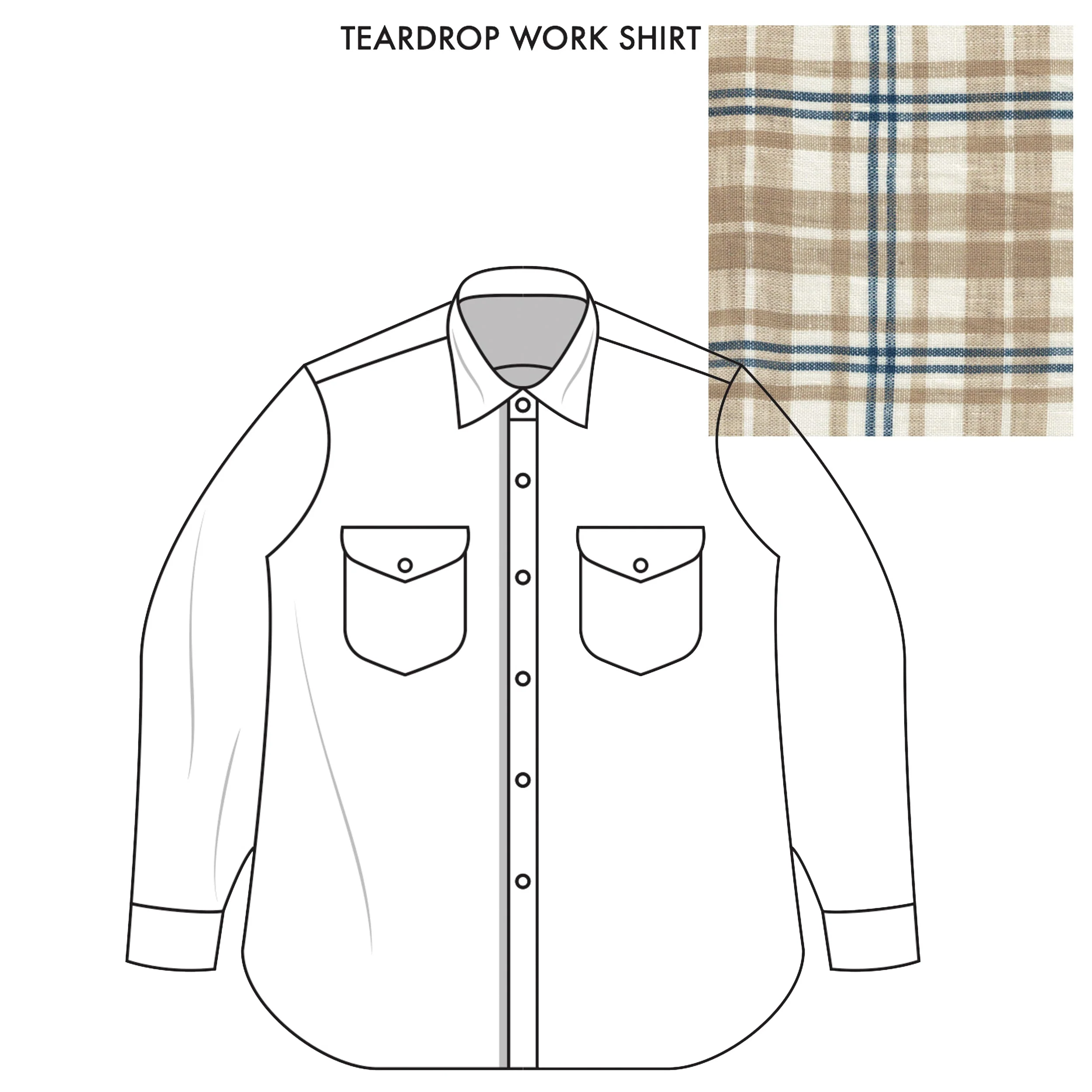 Teardrop Work Shirt Made-to-Order Brown/Indigo
