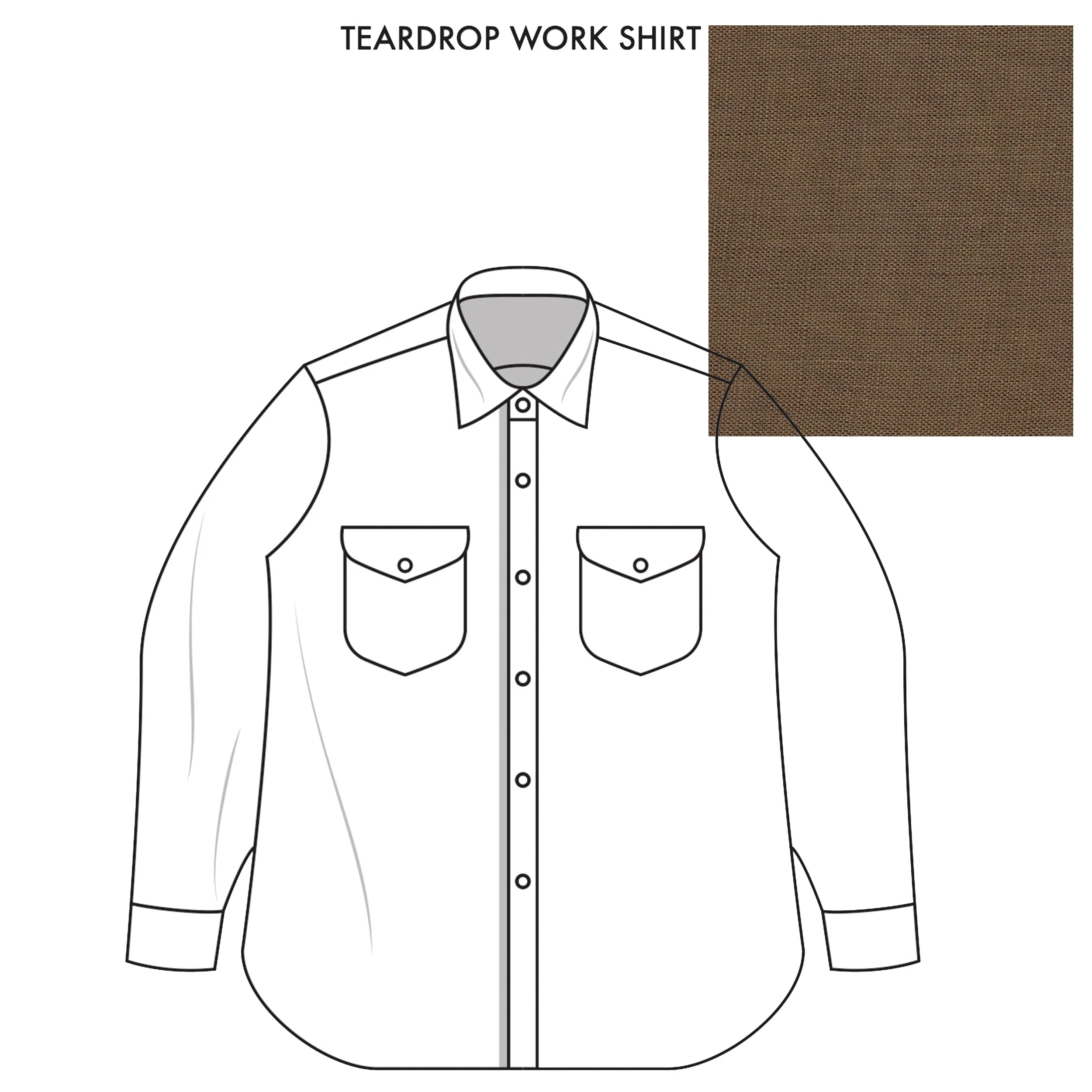 Teardrop Work Shirt Made-to-Order Brown Linen