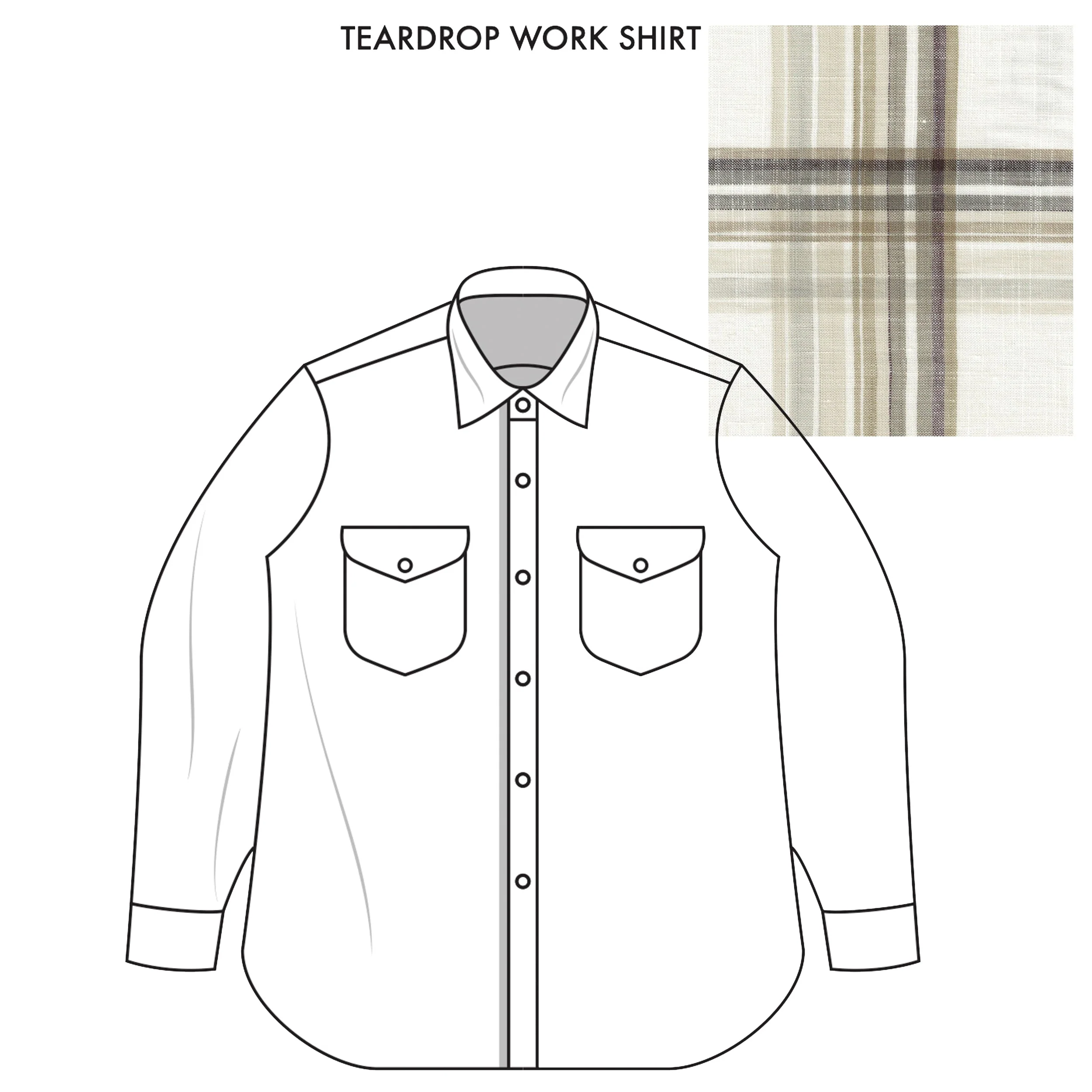 Teardrop Work Shirt Made-to-Order Brown Madras Linen