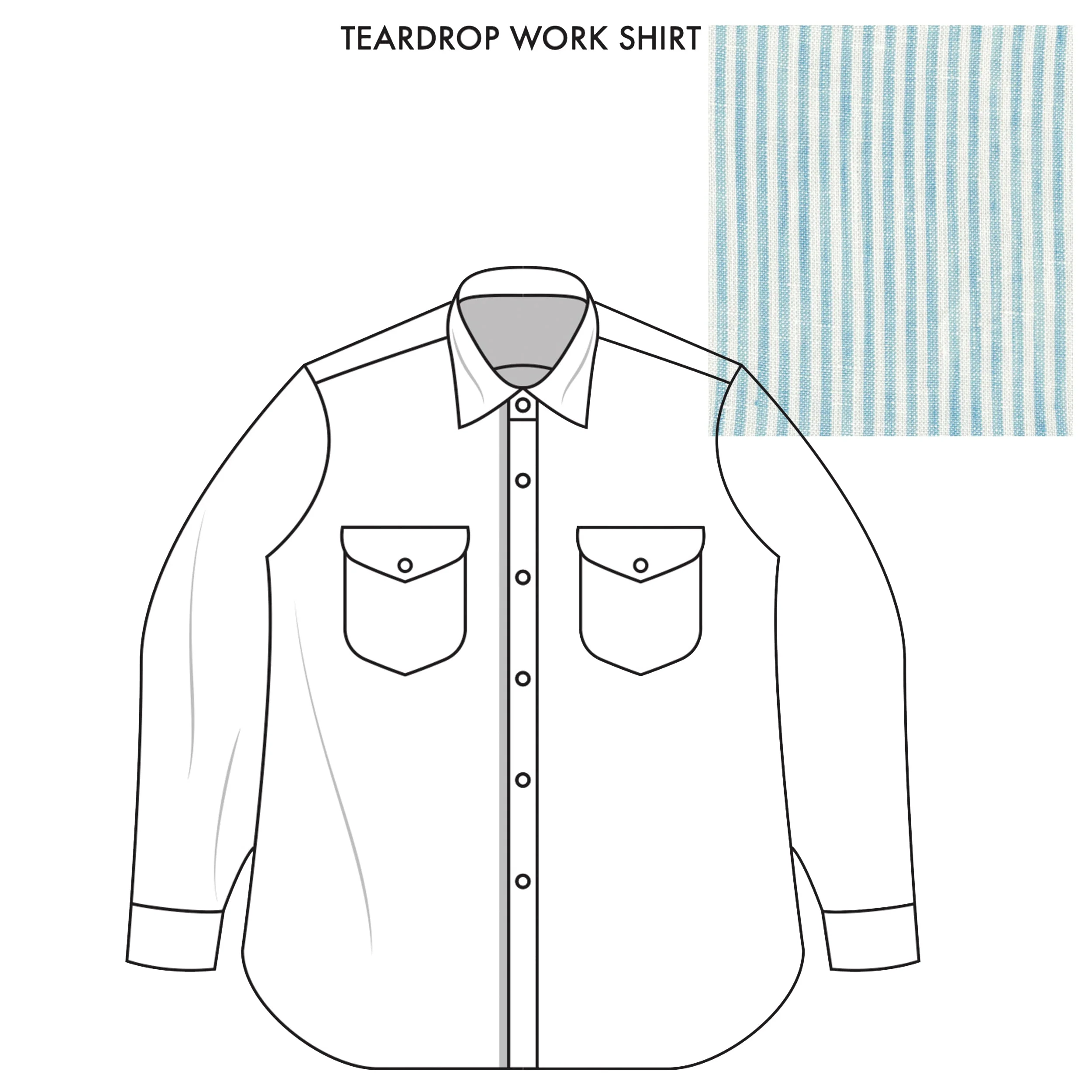Teardrop Work Shirt Made-to-Order Light Blue Stripes