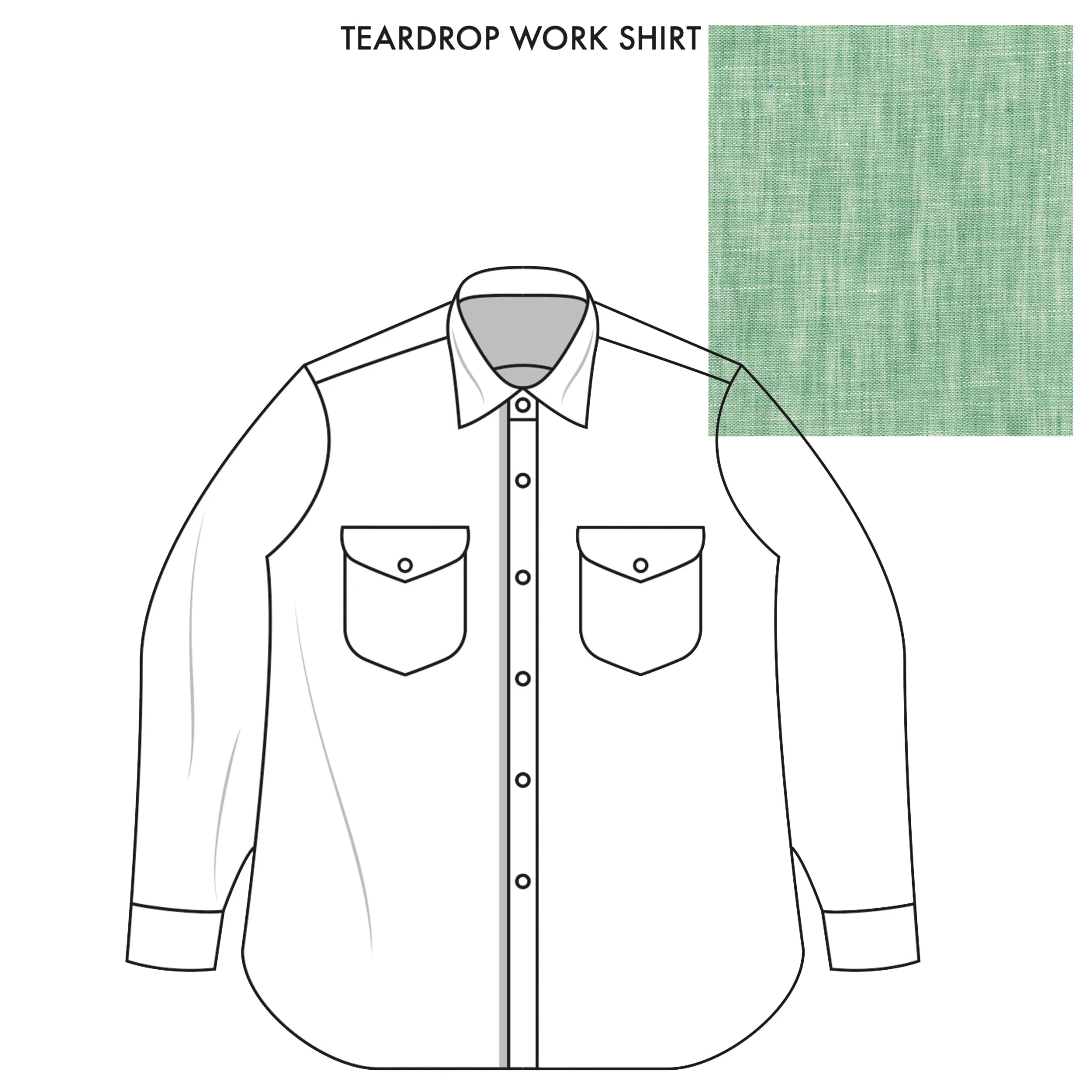Teardrop Work Shirt Made-to-Order Light Green Linen