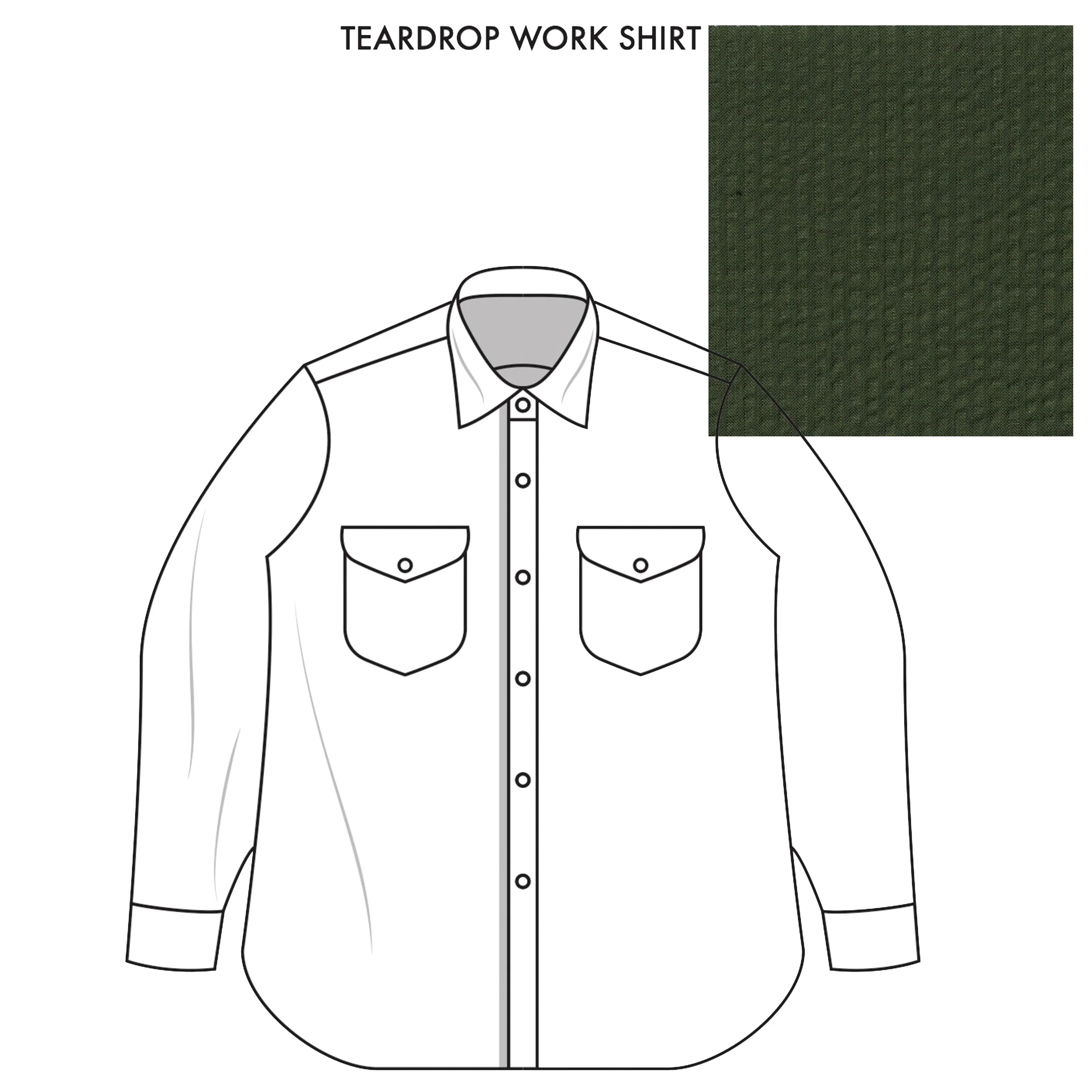 Teardrop Work Shirt Made-to-Order Olive Cotton