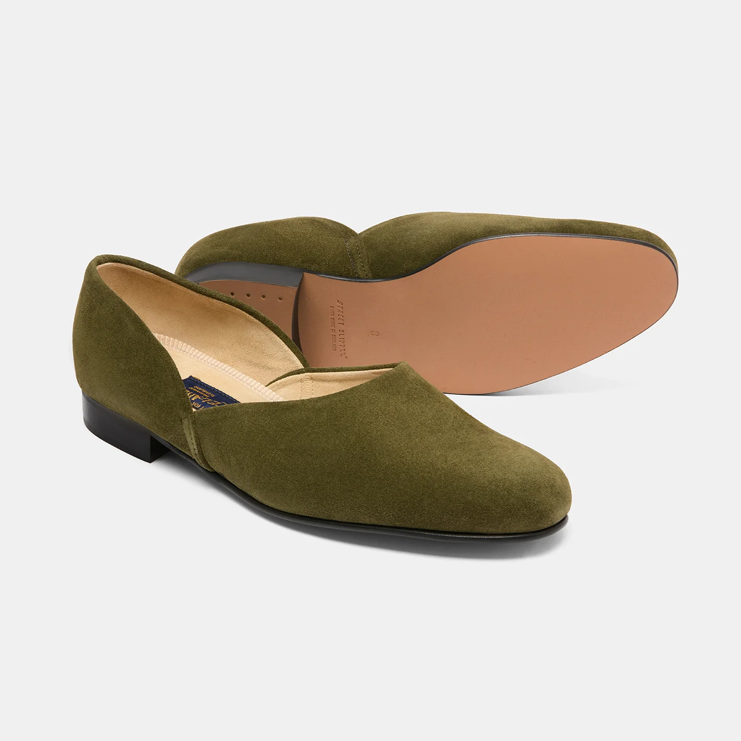 Bryceland's x Bowhill & Elliott Grecian Slippers Olive Suede - Image 2