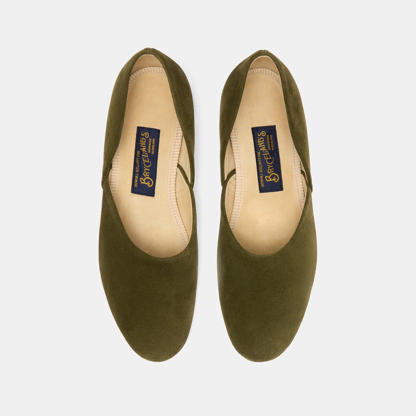 Bryceland's x Bowhill & Elliott Grecian Slippers Olive Suede - Image 3