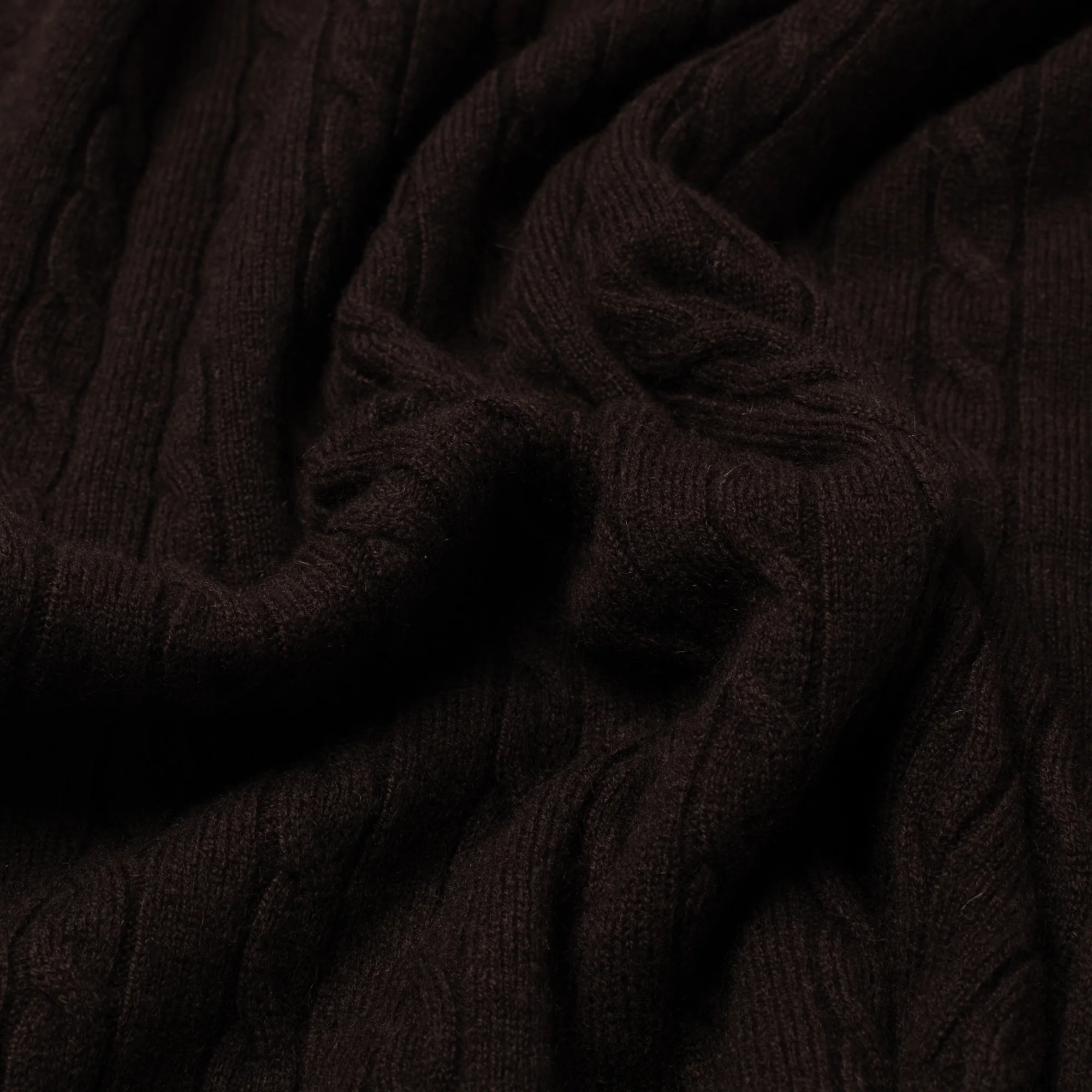 Cashmere Cable-Knit Rollneck Dark Brown - Image 3