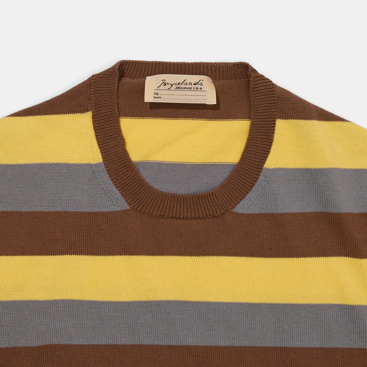 Cotton Short Sleeve ‘Skipper’ Tee Brown Multi Stripe - Image 3