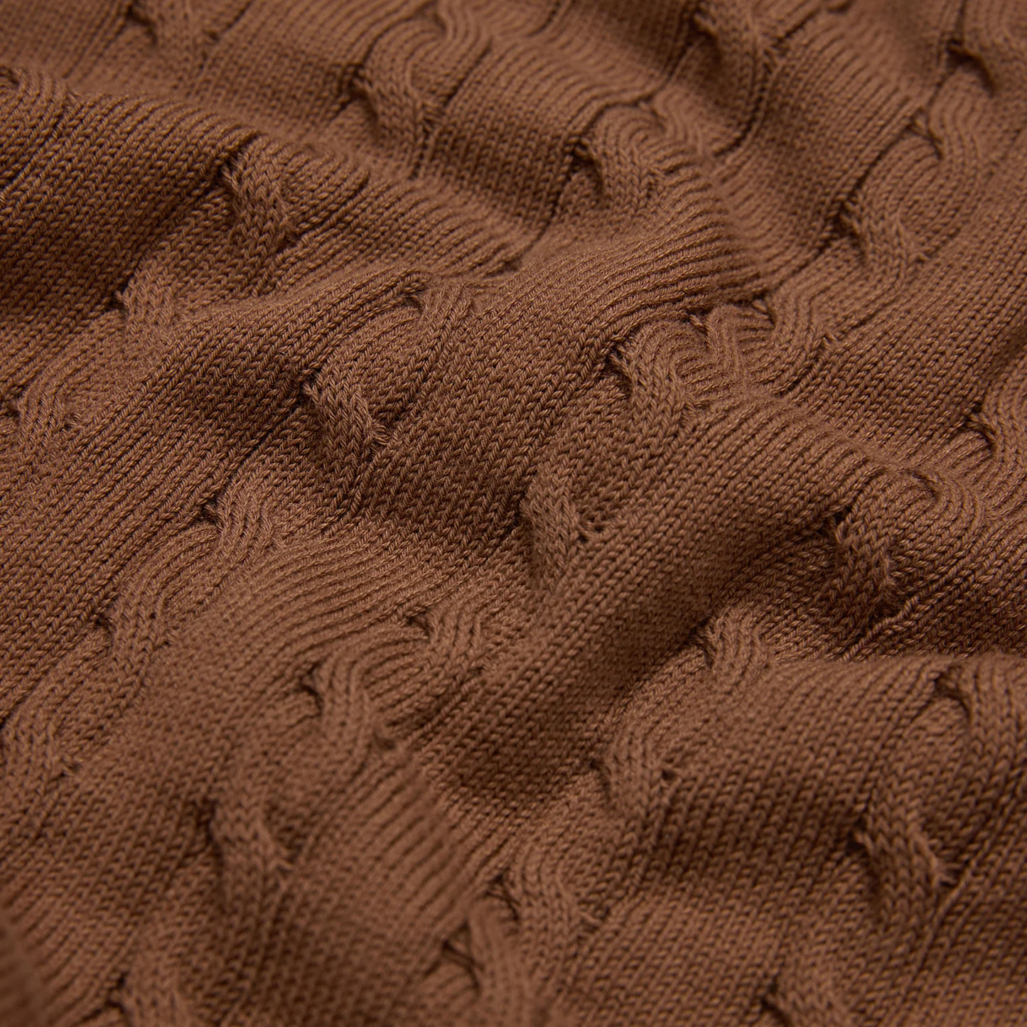 Cotton Short Sleeve ‘Skipper’ Tee Brown Cable Knit - Image 4