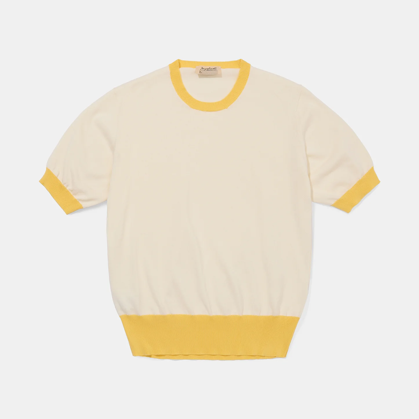 Cotton Short Sleeve ‘Skipper’ Tee Cream/Yellow