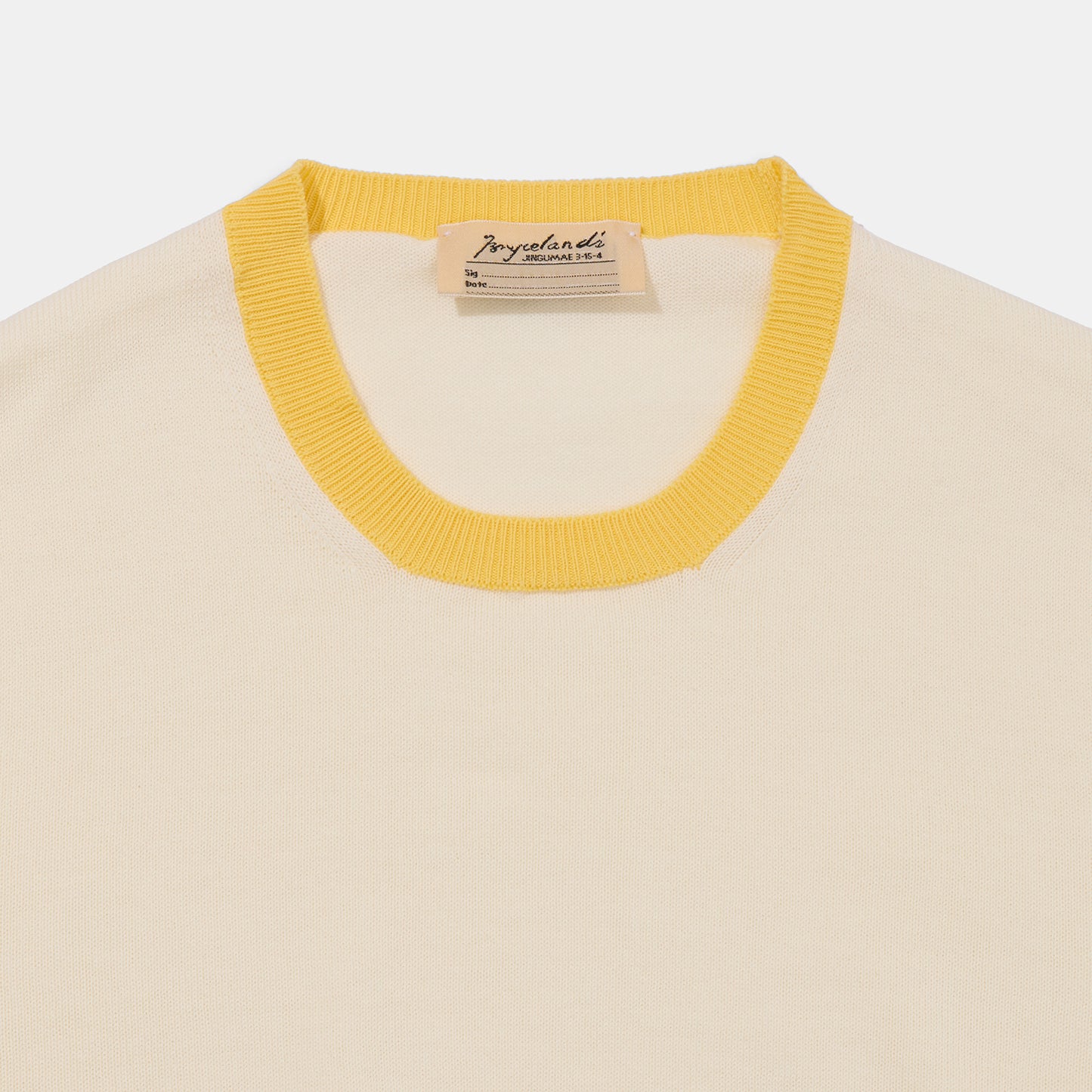 Cotton Short Sleeve ‘Skipper’ Tee Cream/Yellow - Image 3