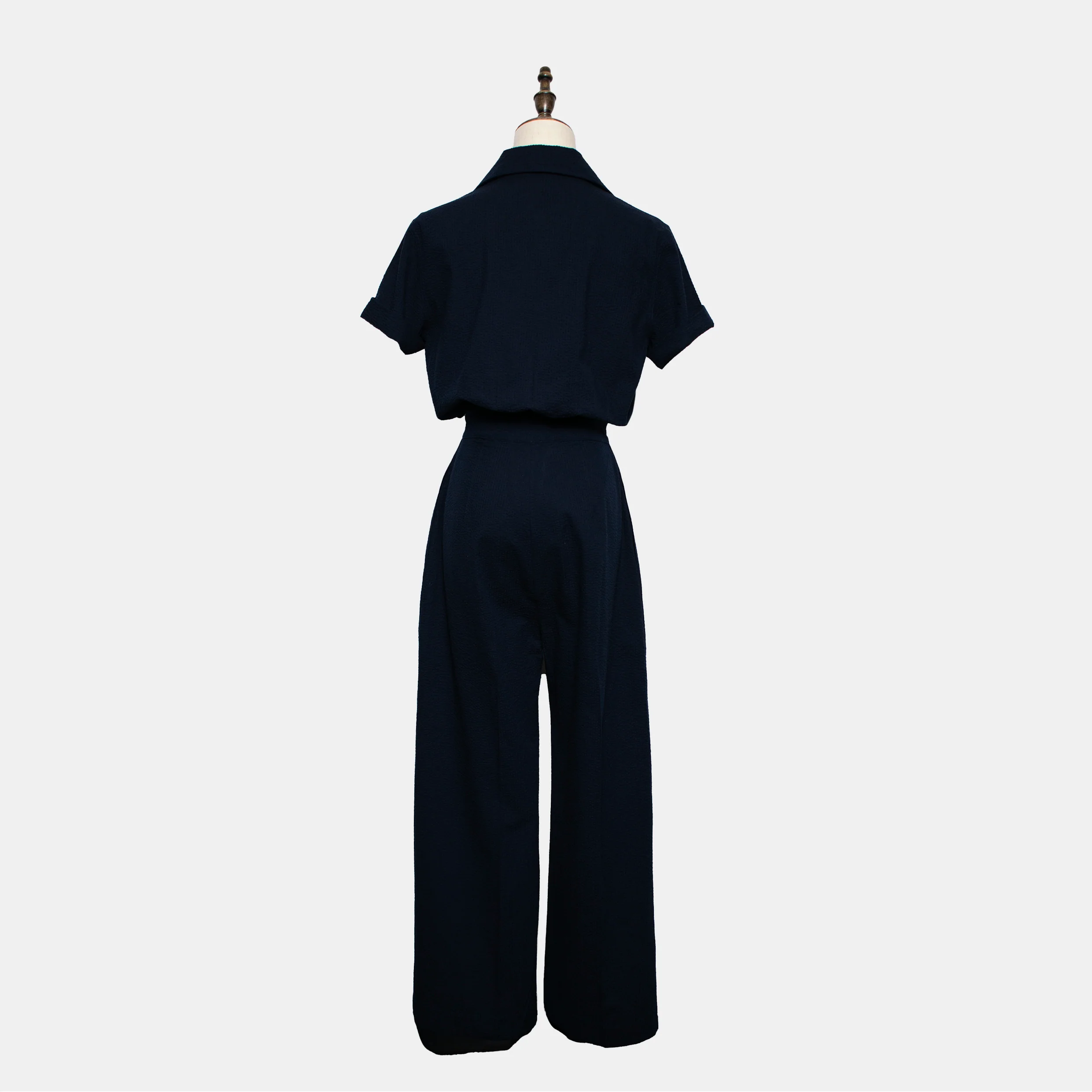 Emmeline Jumpsuit Navy Seersucker - Image 2