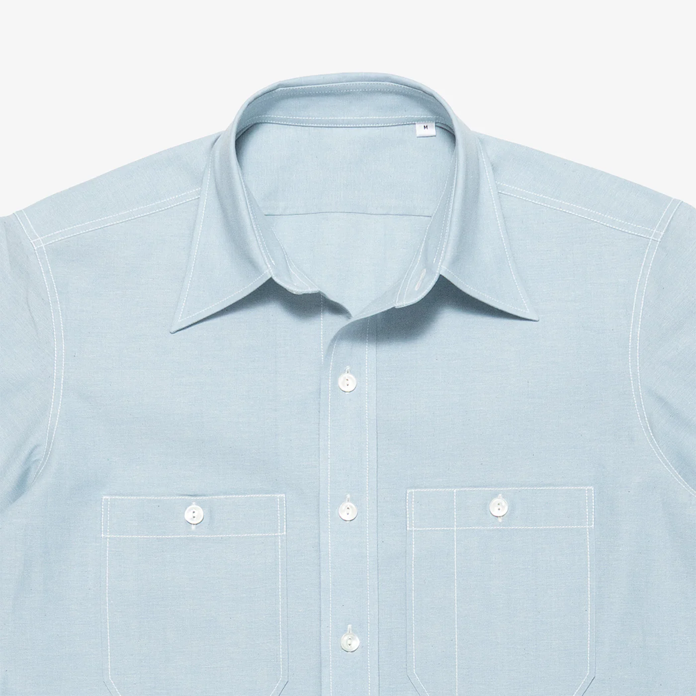 Light Blue Chambray USN Shirt Short Sleeve - Image 3