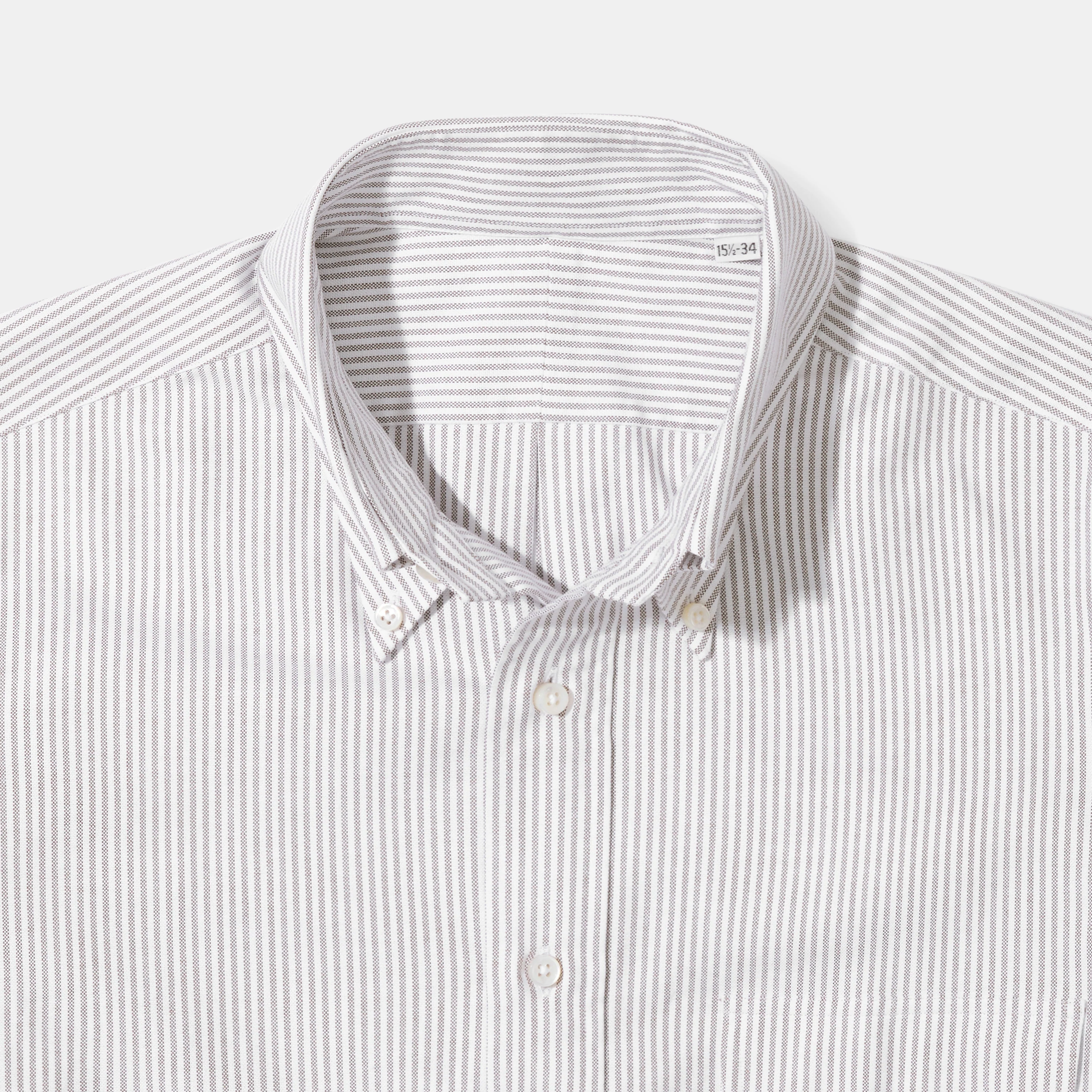 Perfect OCBD Popover Striped Shirt Brown - Image 3