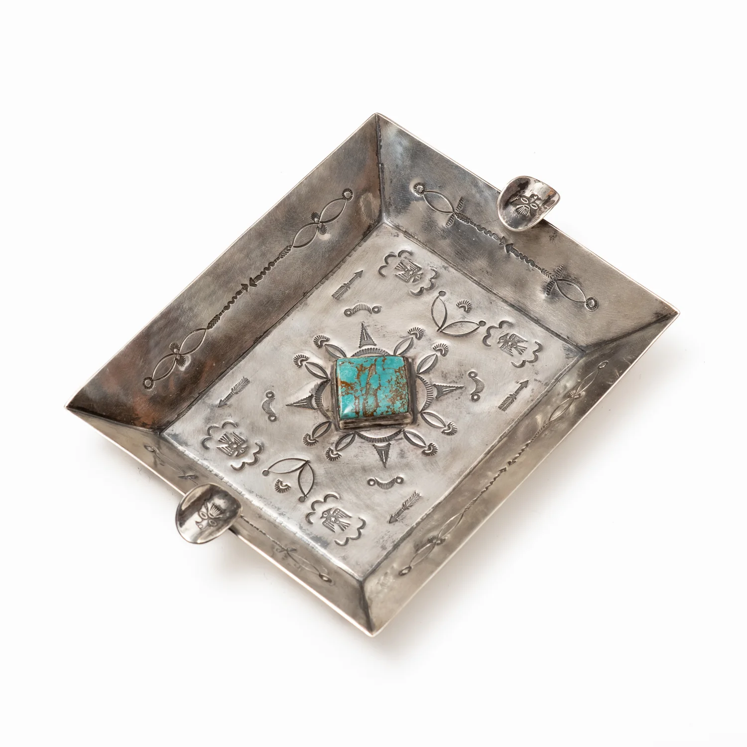 Red Rabbit Trading Co. Sterling Silver Ashtray W/Turquoise - Image 2