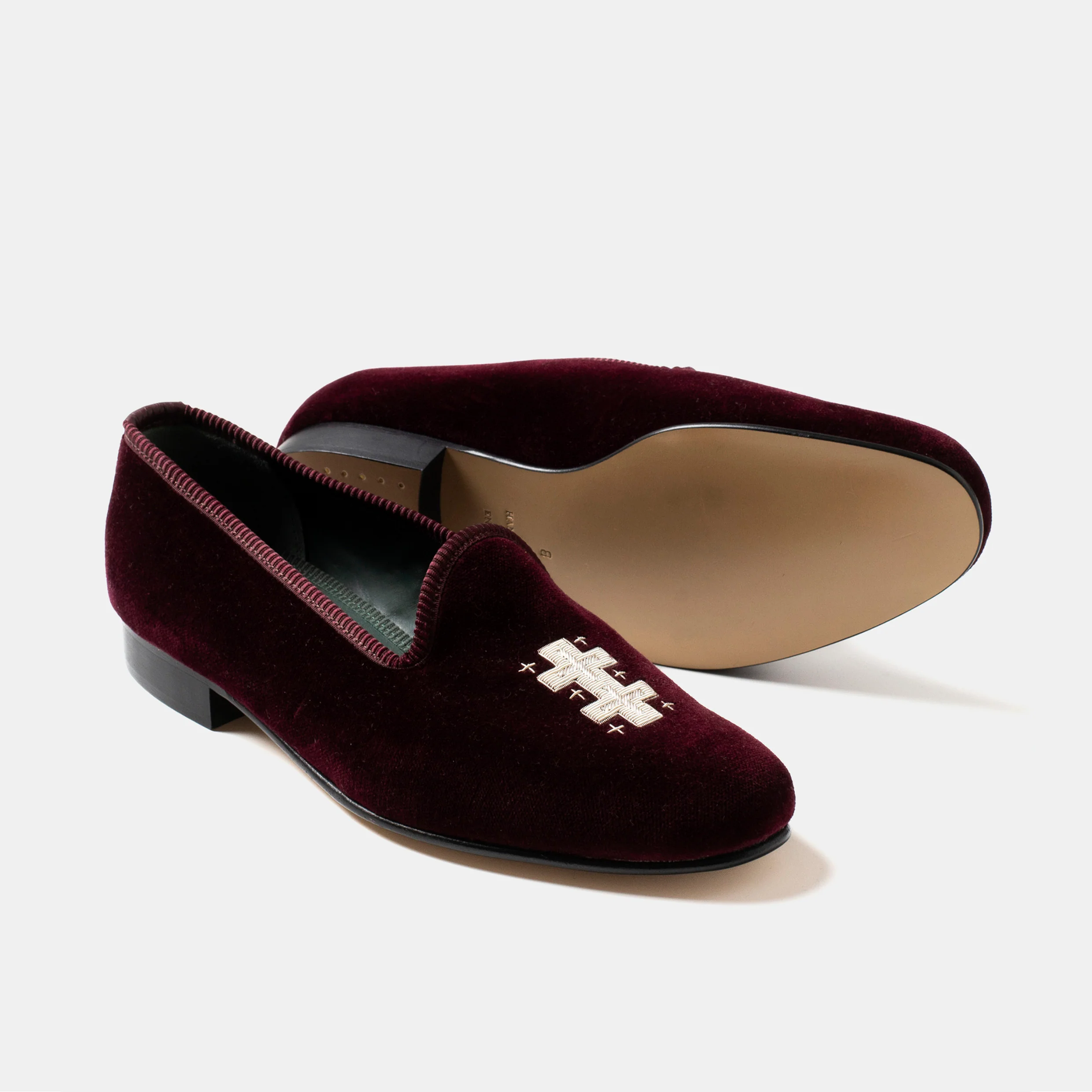 Bryceland's x Bowhill & Elliott Velvet Slippers Wine - Image 3