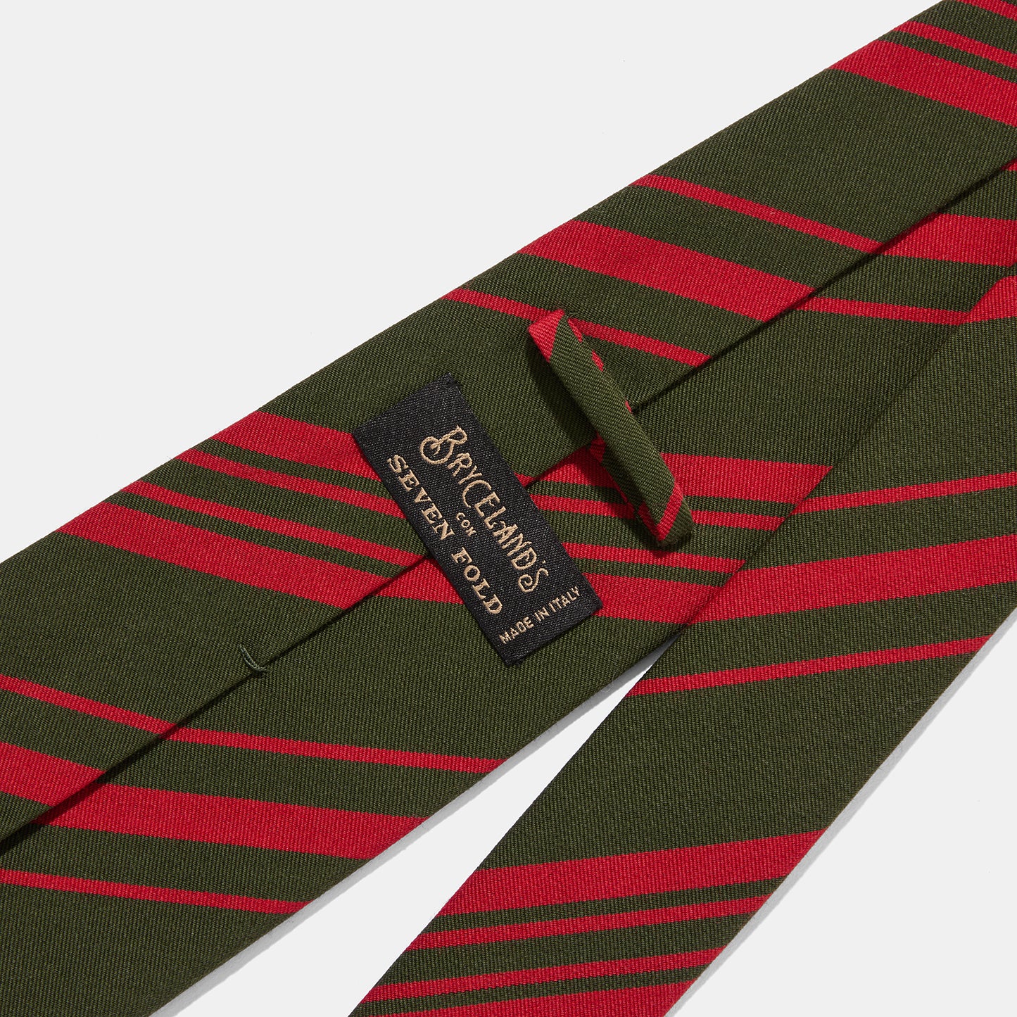 Wool Cotton Tie Green Red Stripe - Image 2