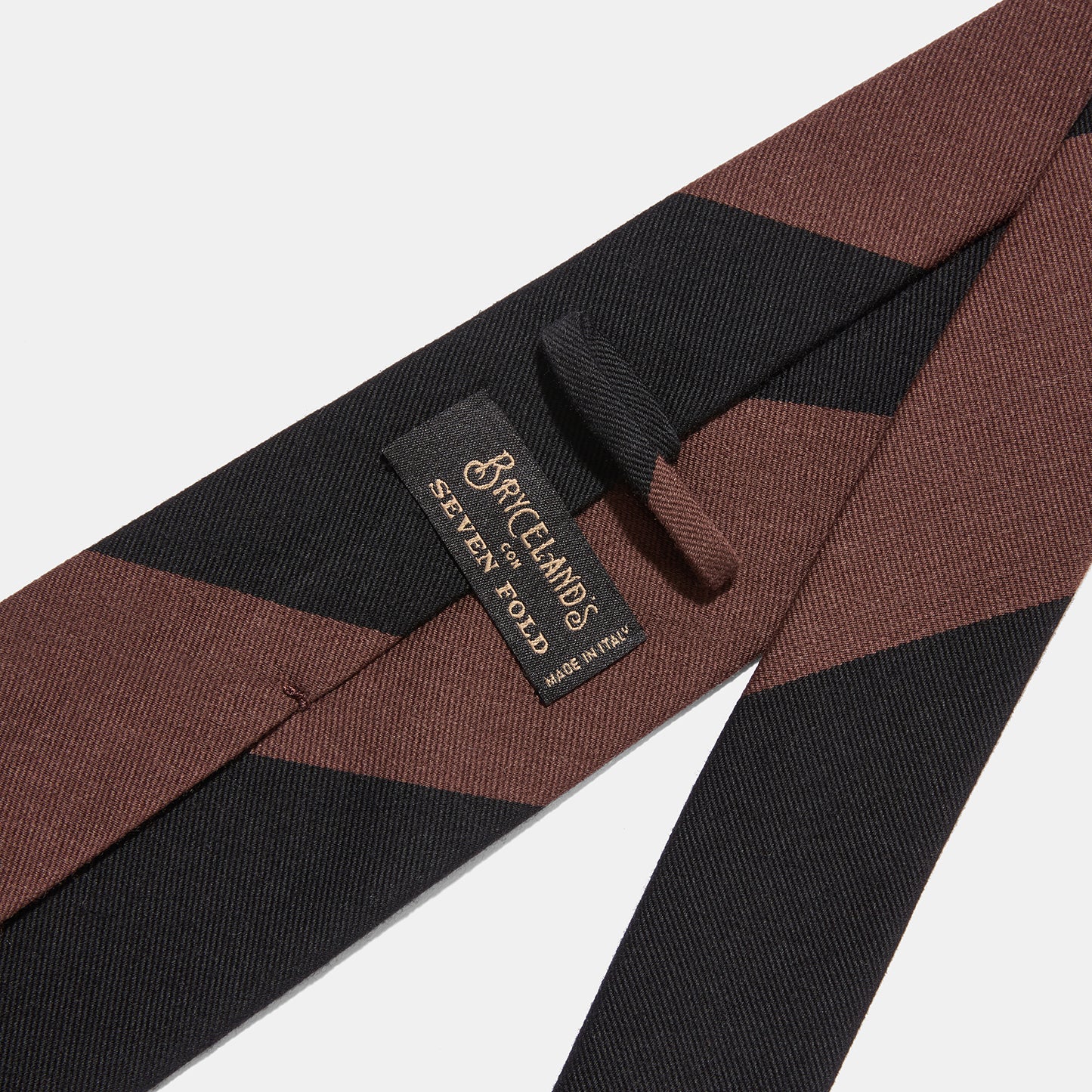 Wool Silk Tie Brown College Stripe - Image 2