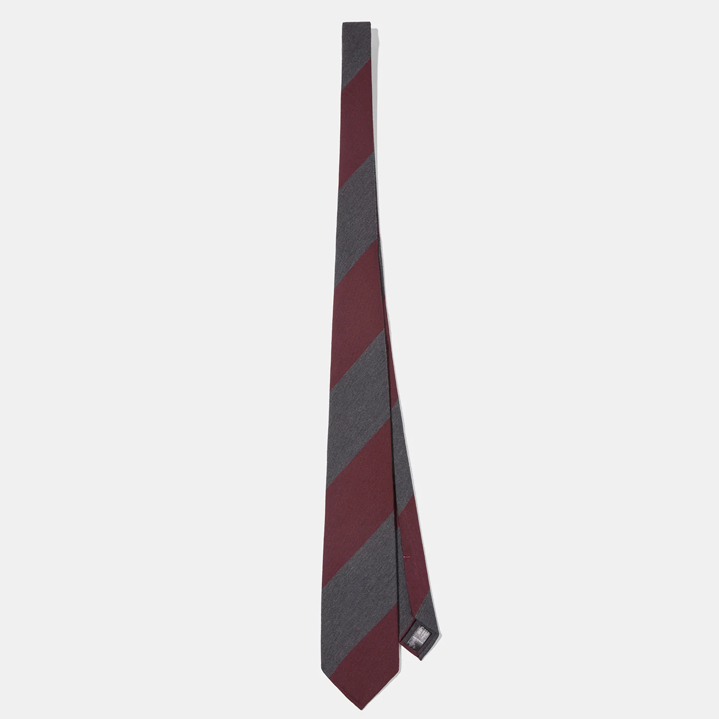 Wool Cotton Tie Grey Burgundy Stripe